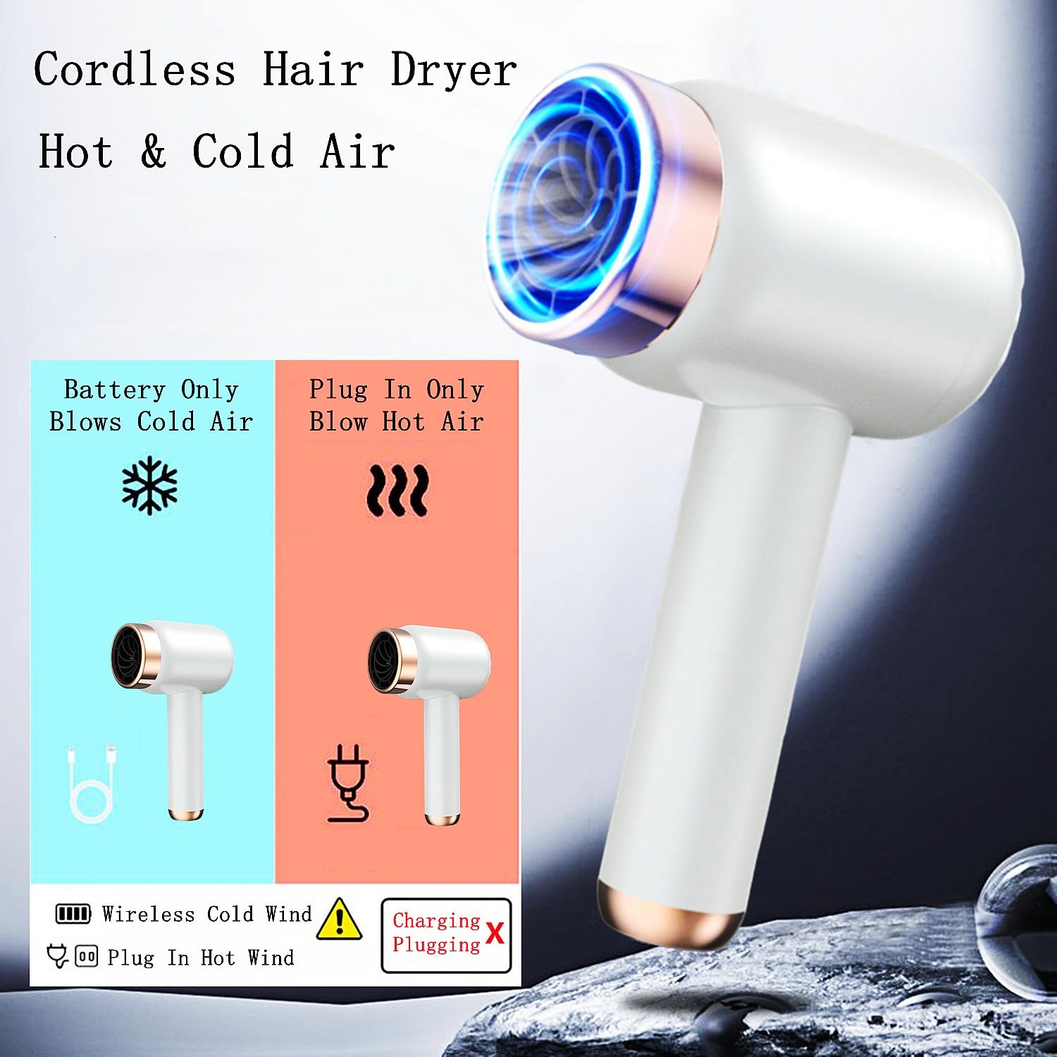 Portable Cordless Hair Dryer Rechargeable Cordless Hairdryer Usb