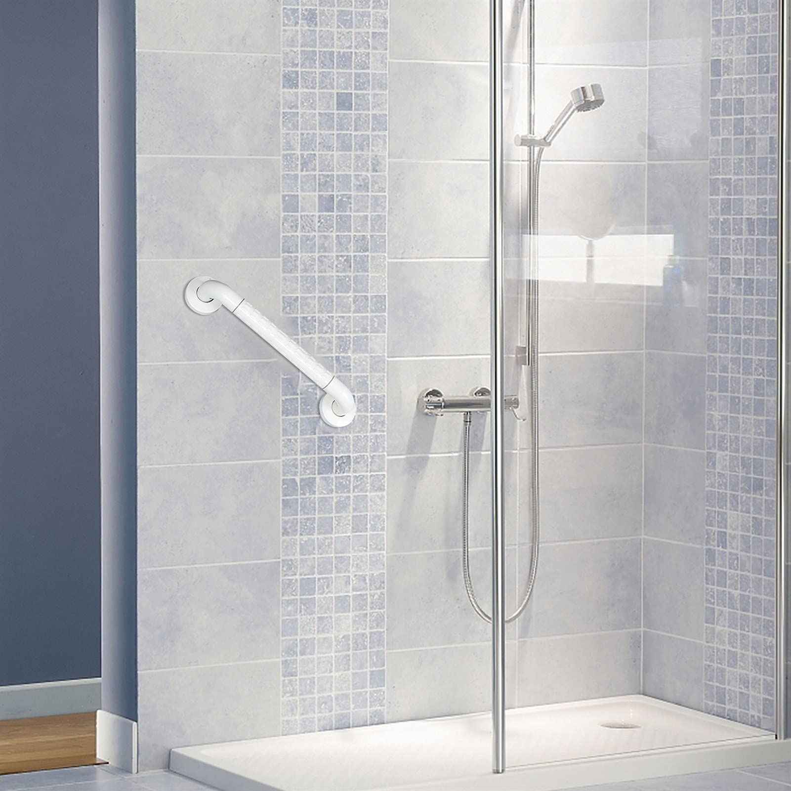 Barra de Agarre Antideslizante de 30 cm para Ducha con Ventosa Resistente, pasamanos y Barras de sujeción para baño, Accesorios de baño (B).