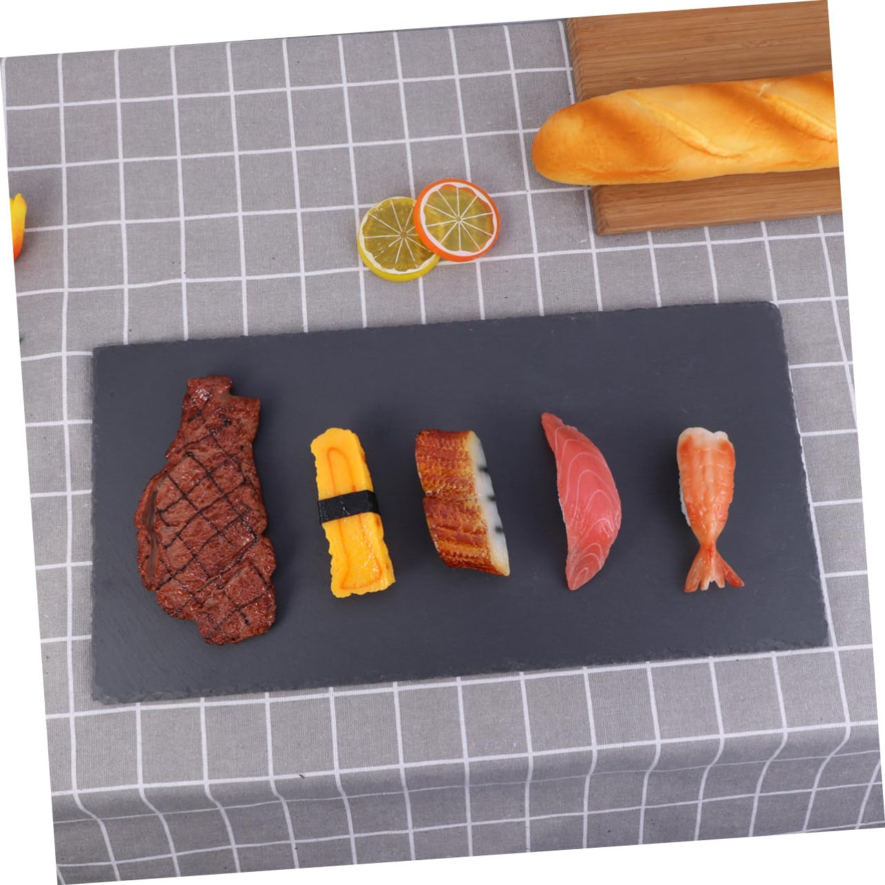 Plato Rectangular de Pizarra Natural 40x20cm para Comida | Bandeja para Tartas y Fruta, Diseño Llamativo, Adecuado para Sushi, Queso, Pizza y Barbacoa