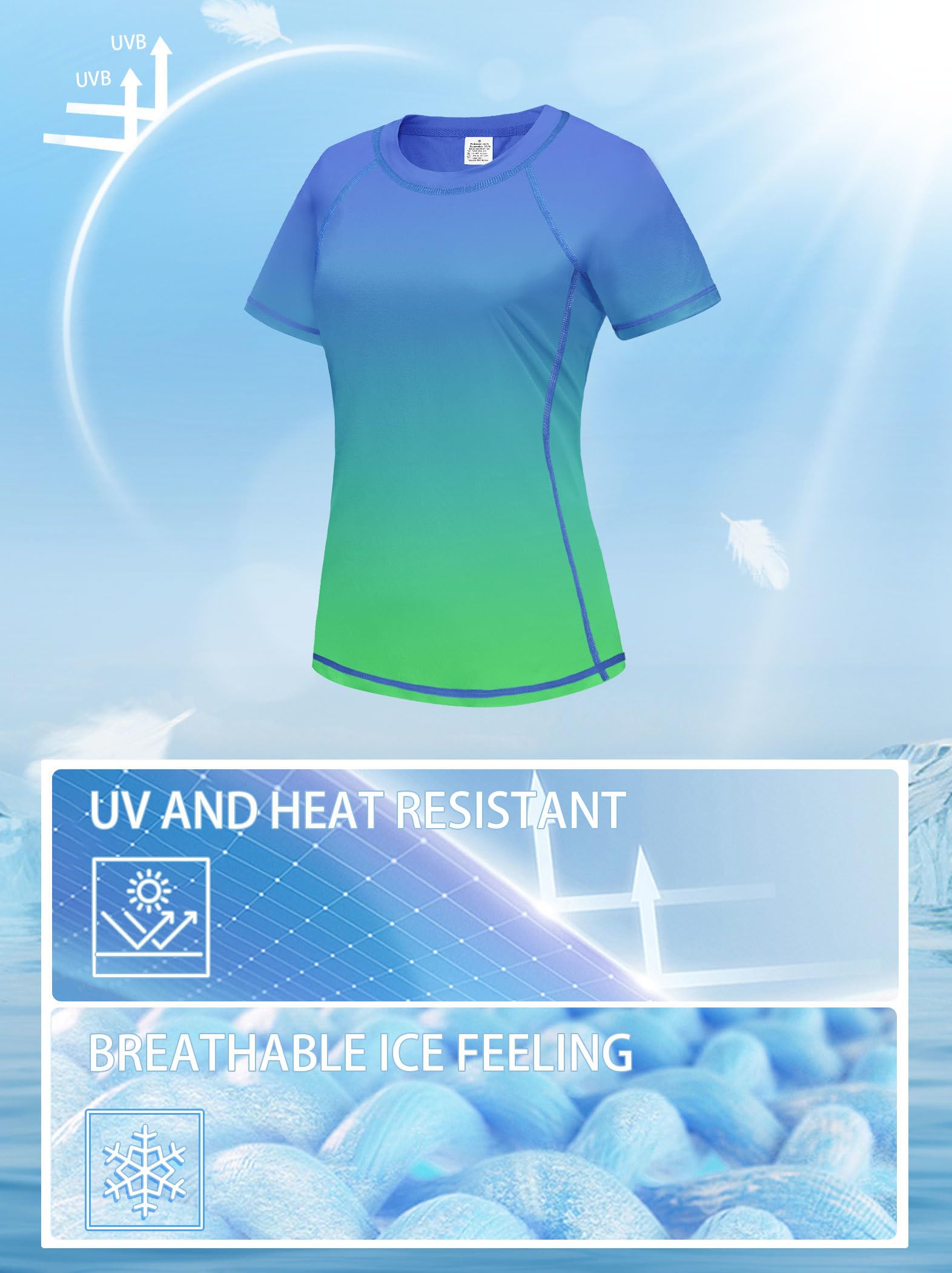 ANGEL CITIZ Camiseta de natación de manga corta para mujer, camiseta de playa de secado rápido, protección contra erupciones para mujer, traje de baño modesto UPF 50+