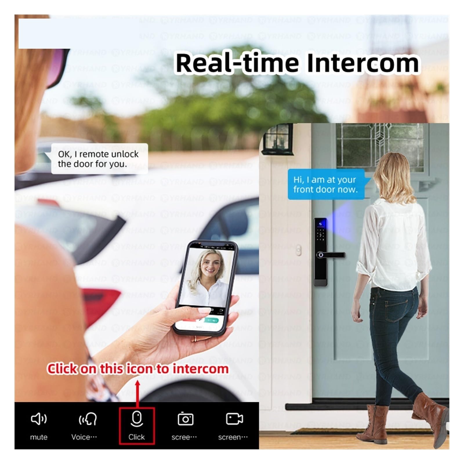 Serrure intelligente, Interphone Vidéo Wi-Fi, Serrure Connectée Étanche Avec Déverrouillage À Distance, Biométrie Électronique Numérique Et Verrouillage Intelligent For La Maison(E908 4085)