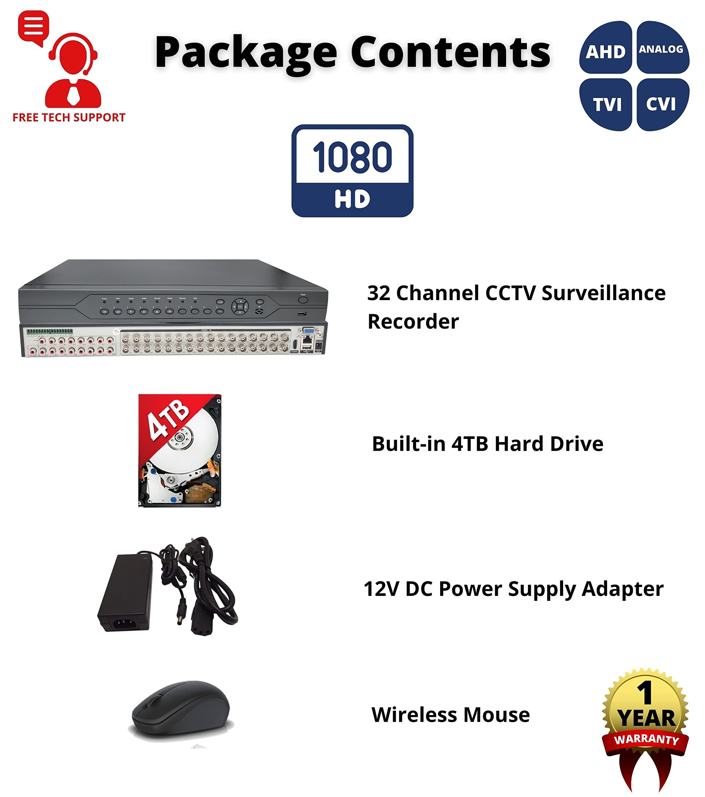 Amazon.com : Evertech 32 Channel DVR with Hard Drive 4TB H.264