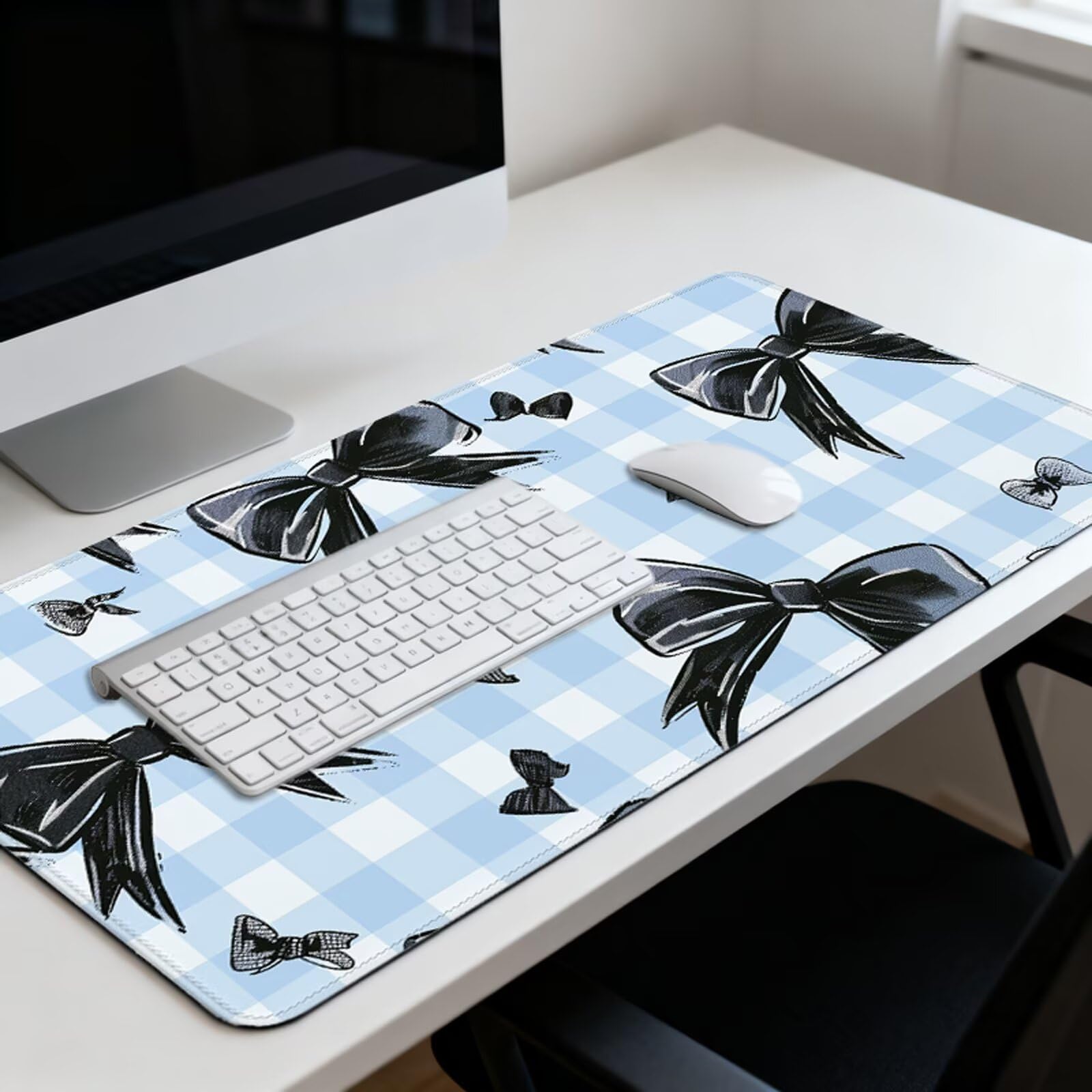 Czarna podkładka pod mysz XXL 1000 x 500 mm niebieska podkładka pod mysz na biurko z wodoodporną powierzchnią i antypoślizgową podstawą, podkładka pod mysz do biura, komputera, poprawia dokładność i