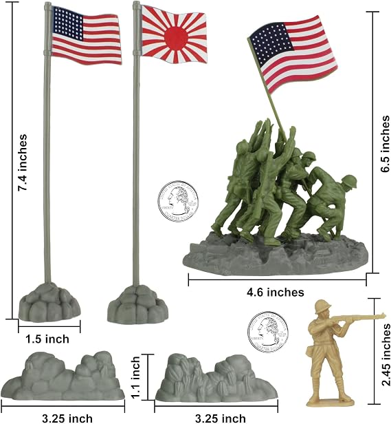BMC WW2 Iwo Jima Plastic Army Men - Island, Tanks & Soldiers 72pc Playset
