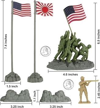 BMC WW2 Iwo Jima Plastic Army Men - Island, Tanks & Soldiers 72pc Playset