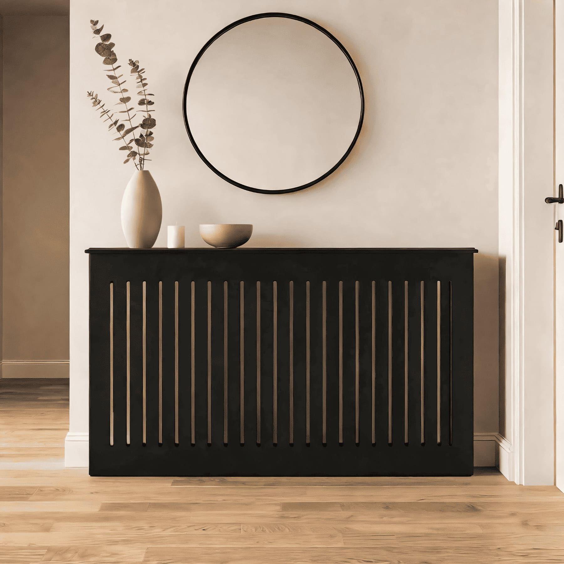 Home Source Loxley Large Ventilated Radiator Cover, Black