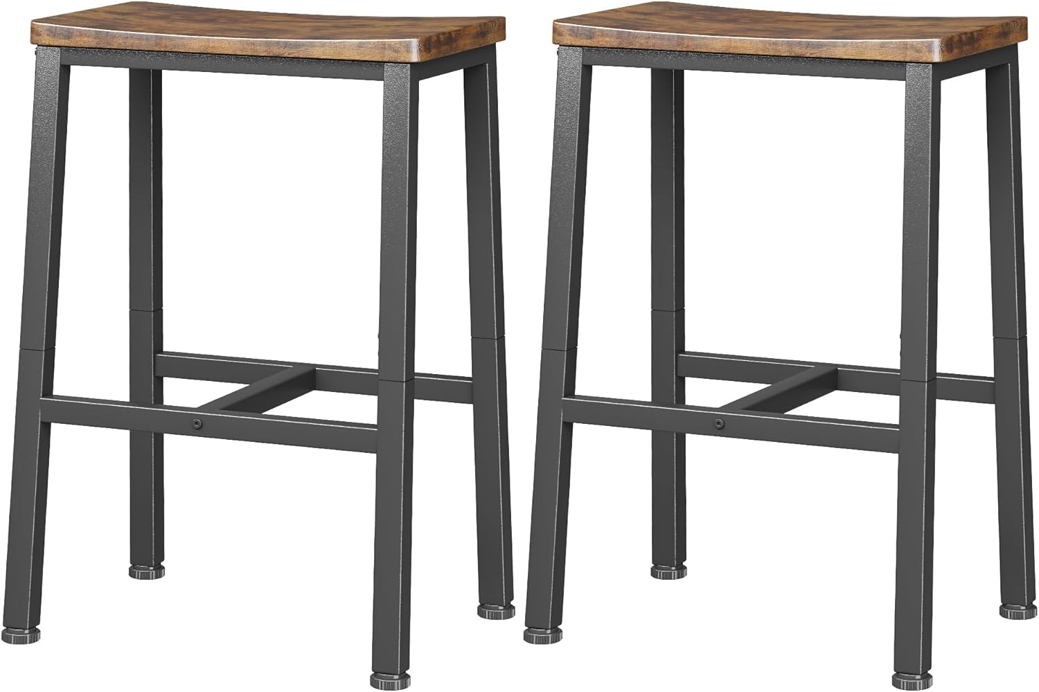 Homeiju Bar Stools, Counter Height Bar Stools Set of 2, Inch Saddle Stools with Footrests, Industrial Kitchen Counter Seat for Dining Room, Kitchen, Counter, Rustic Brown