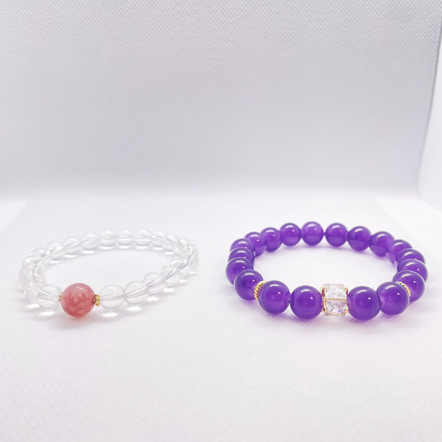 Amethyst for women Healing Crystals Bracelet for Stretch Good Luck Bracelet Gifts Wealth and Prosperity Healing Peace and Health Anxiety Natural Gemstone Bead - Image 2