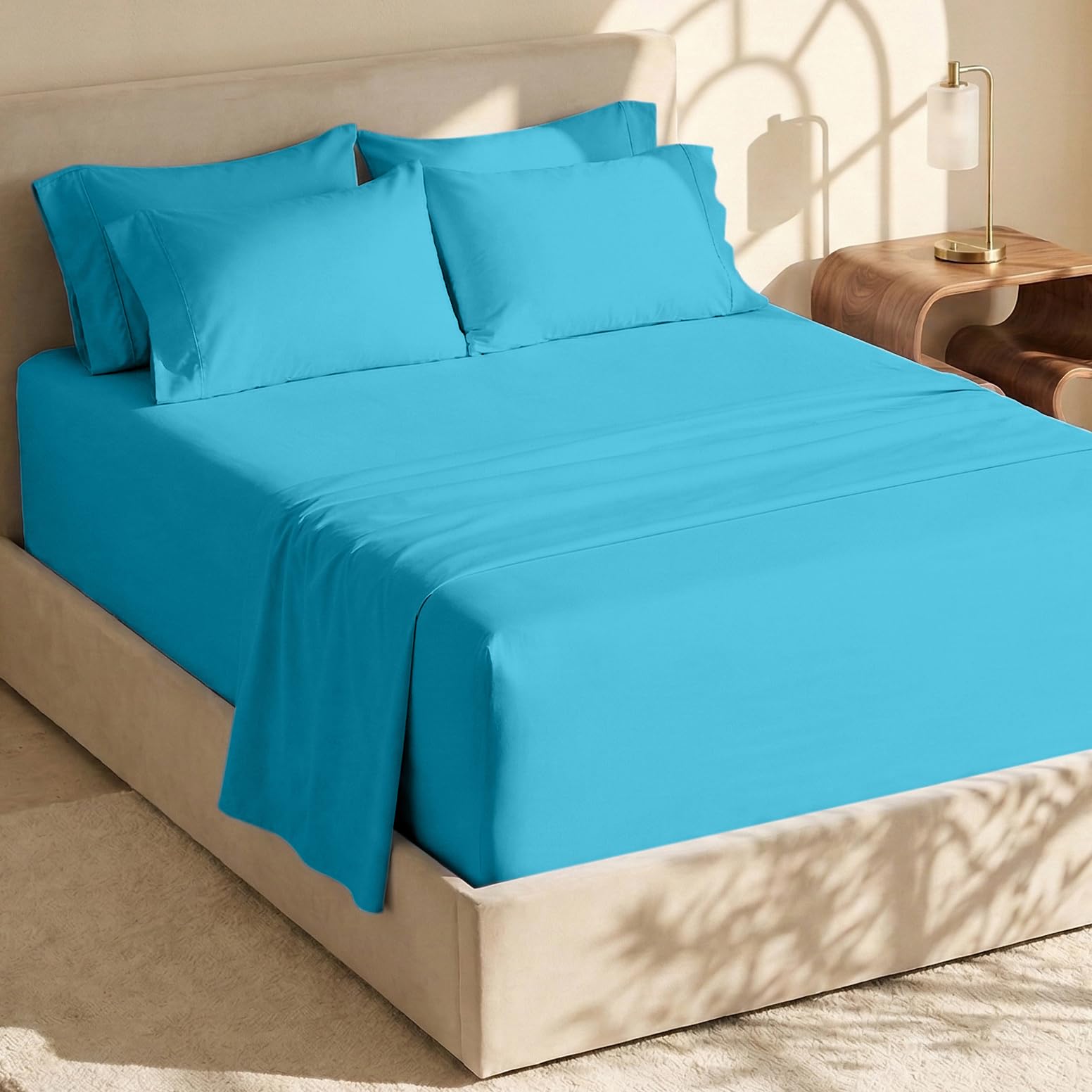 Hearth & Harbor Extra Deep Pocket Queen Sheets Set, Beach Blue