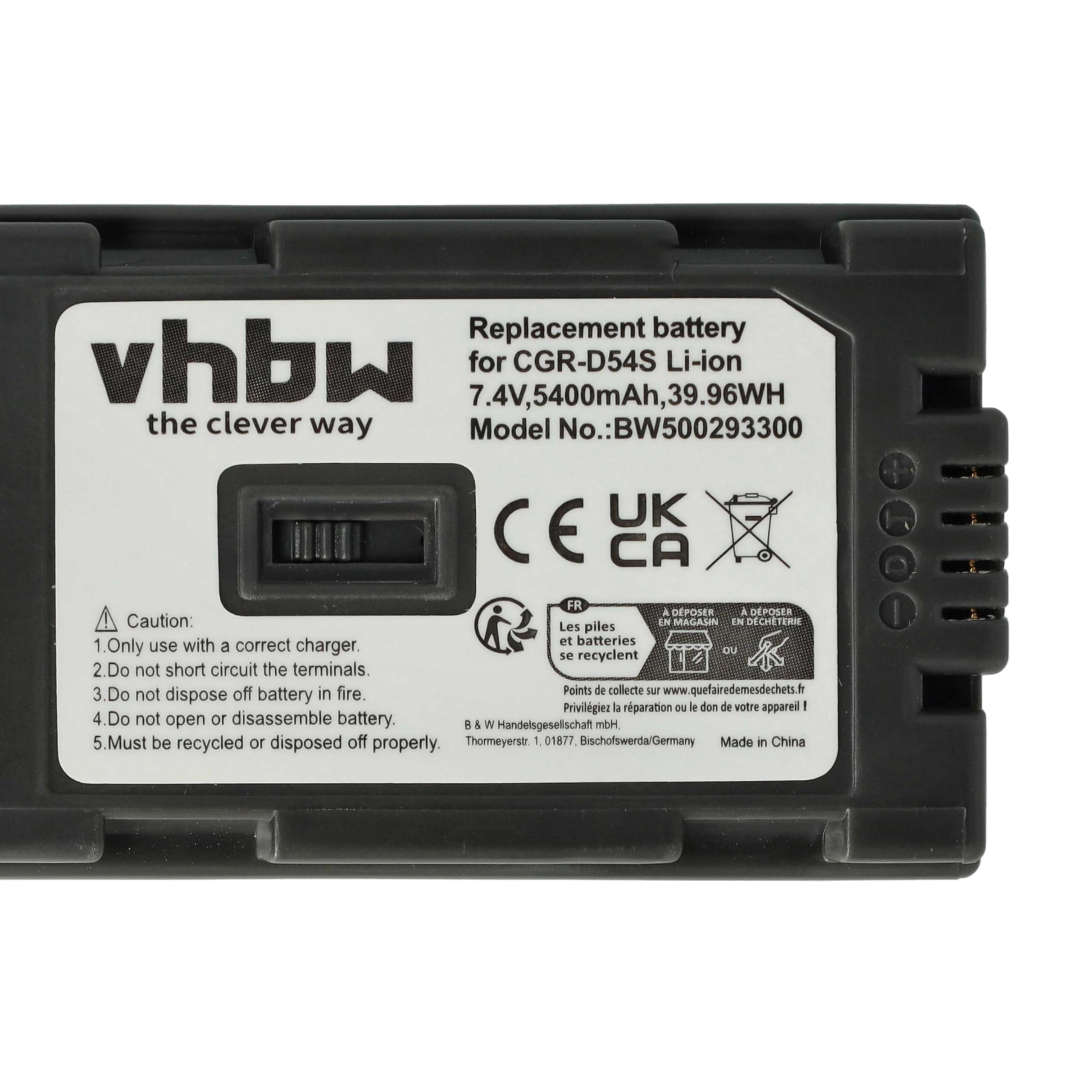 vhbw 2X Akku Ersatz für Panasonic CGA-D54S