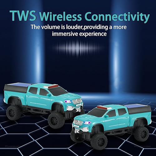 Miniatura 5 de WS-697 Pickup Truck Bluetooth Replica Altavoz - Altavoz solar inalámbrico para automóvil con luces LED, TWS estéreo, radio FM, reproducción USBTF,