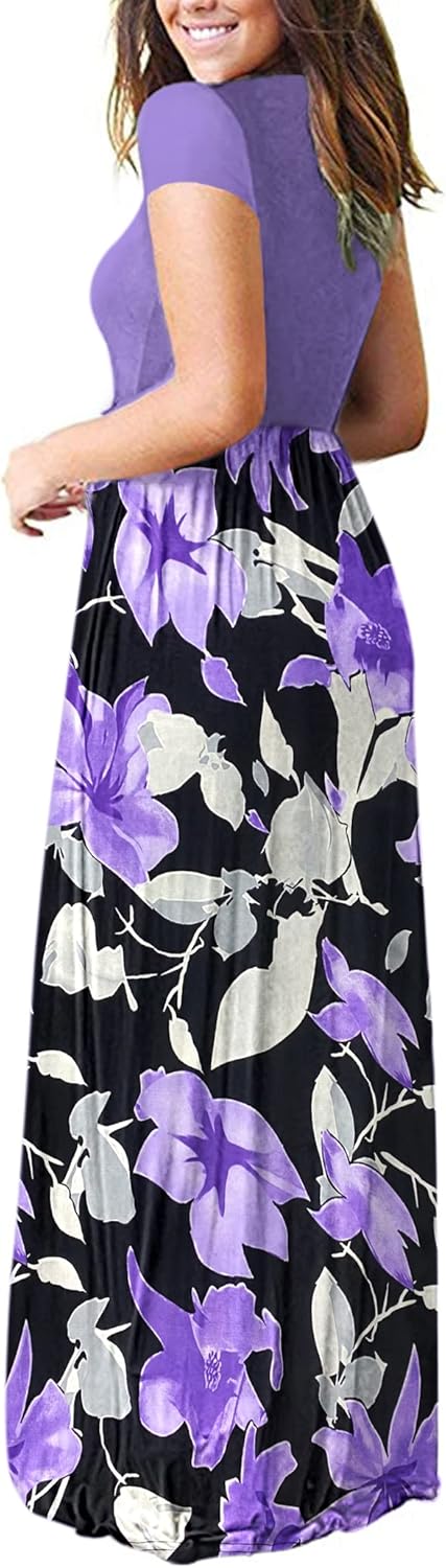 AUSELILY Women's Classic Short Sleeve Loose Plain Casual Long Maxi Dresses for Women 2026 - Image 3