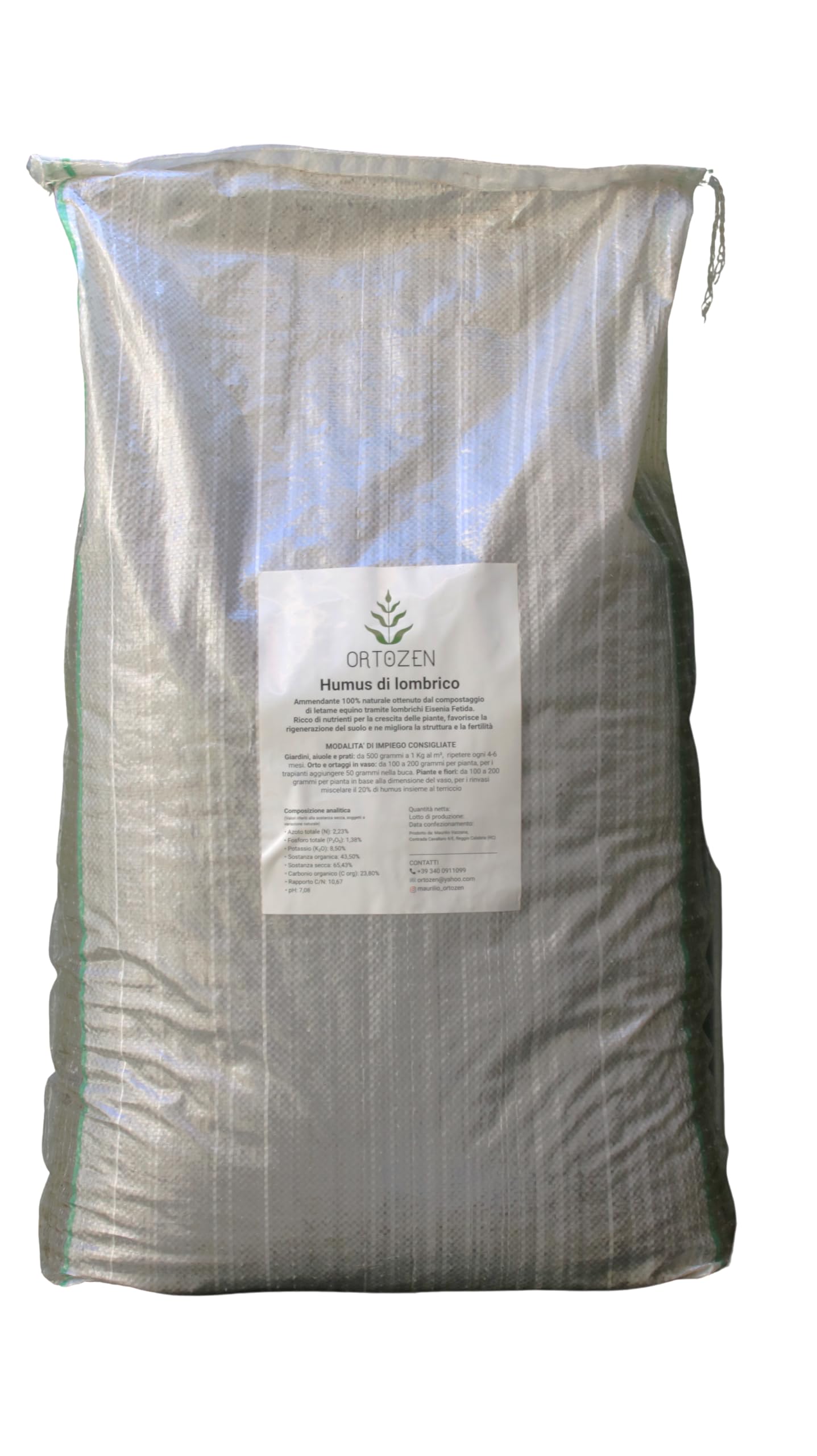 Humus di Lombrico 20 kg – Ammendante Organico Naturale, Migliora la Fertilità del suolo e lo Sviluppo delle Piante - Concime per Orto, Alberi da Frutto e Piante Ornamentali