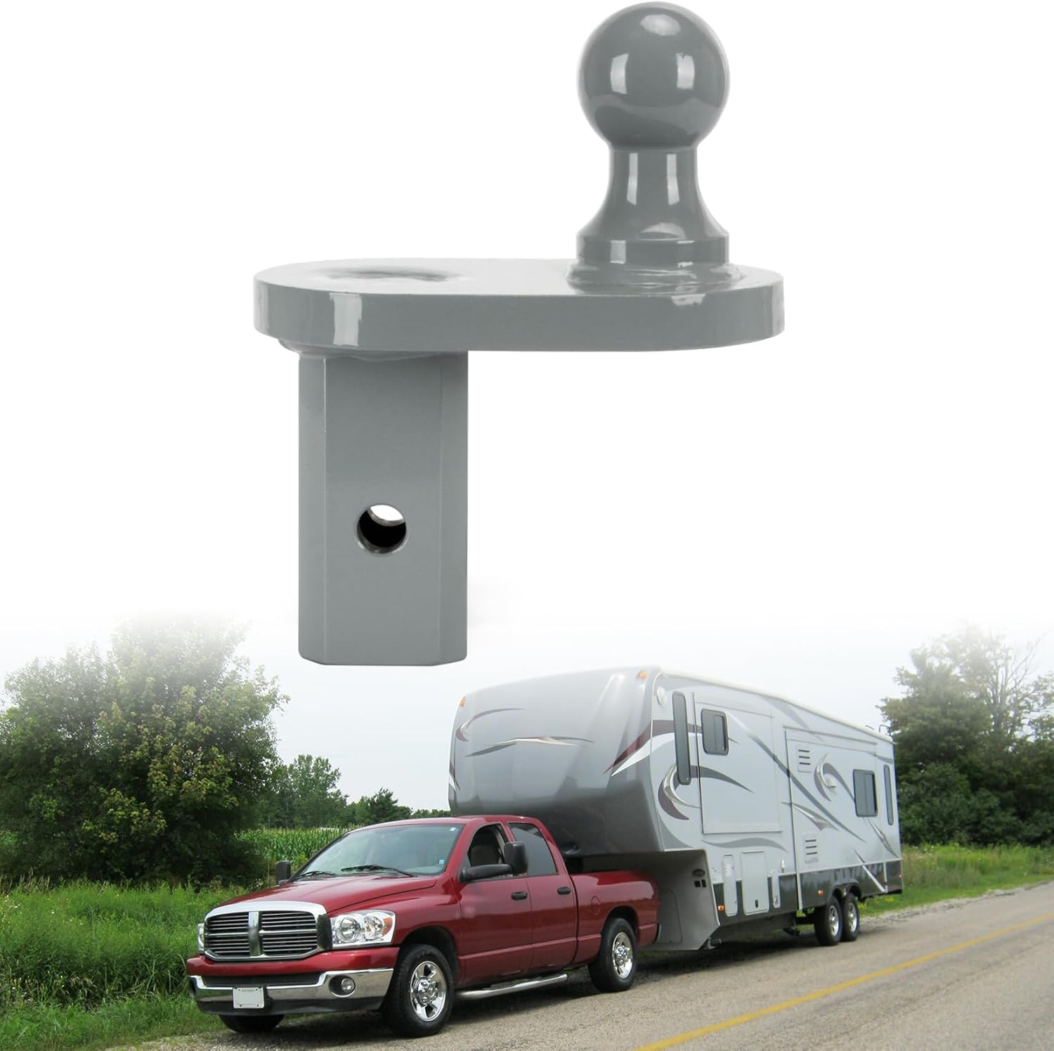 PSLER GNXA4085 4" Offset Gooseneck Hitch Ball Extende for Flatbed Trailer RV Gooseneck Ball Extender B W Turnover Ball Heavy Duty Gooseneck Hitch Ball