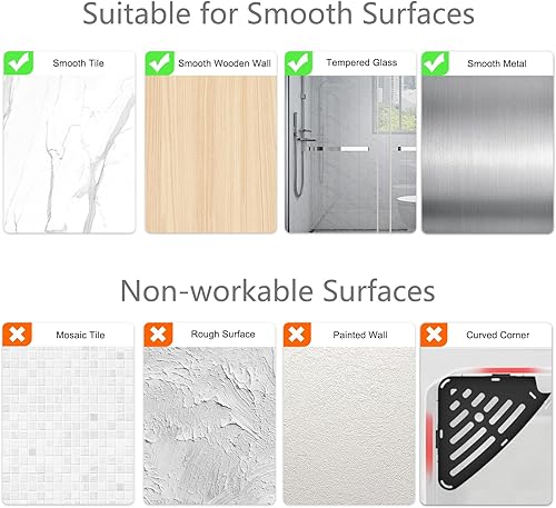 Miniatura 8 de Sotfamily Organizador de ducha de plástico (solo para 90), paquete de 2 estantes de ducha adhesivos para organizar y almacenar baño, color negro