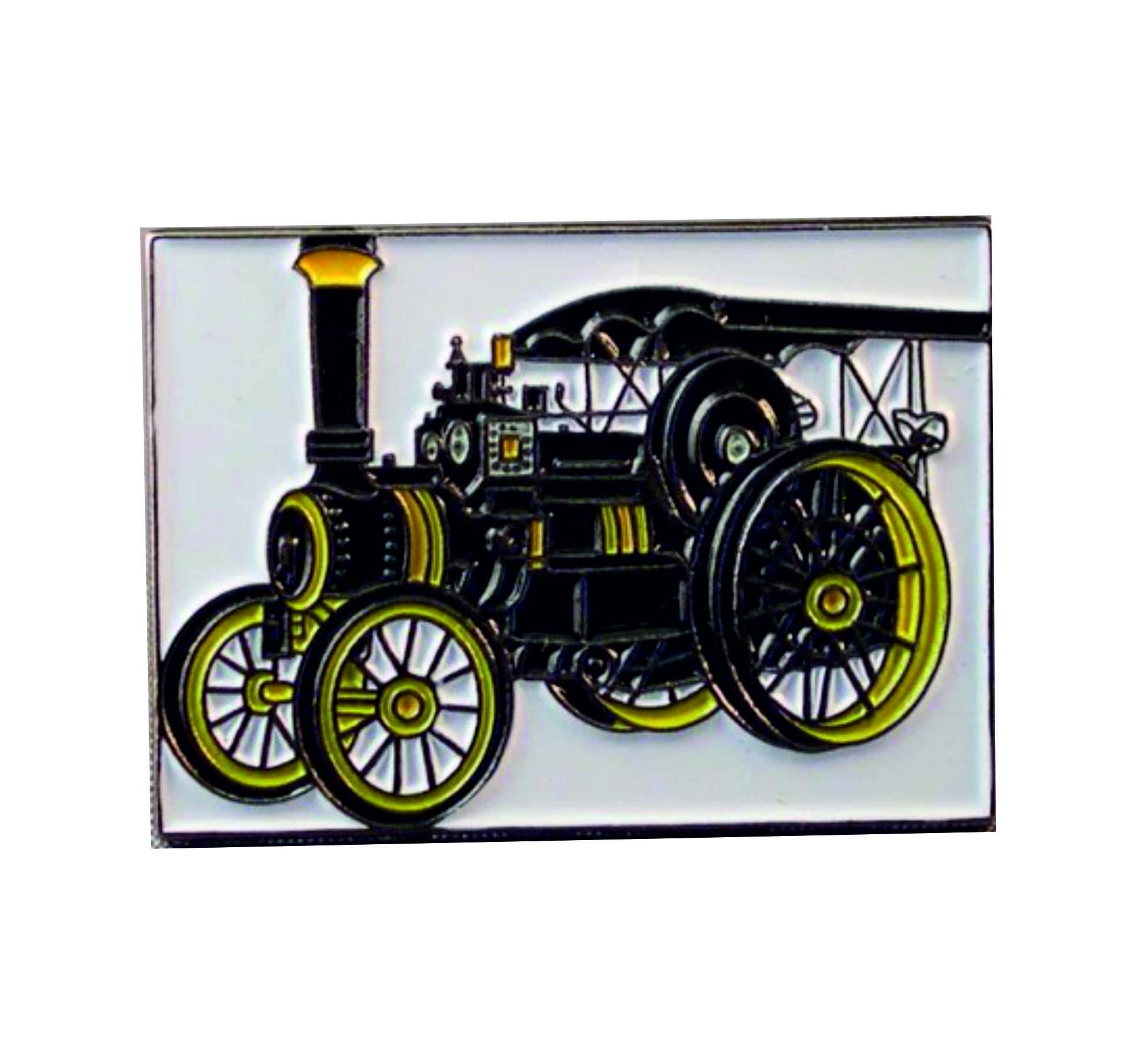 Mainly Metal Black Metal Enamel Pin Badge Brooch Steam Traction Engine Showman