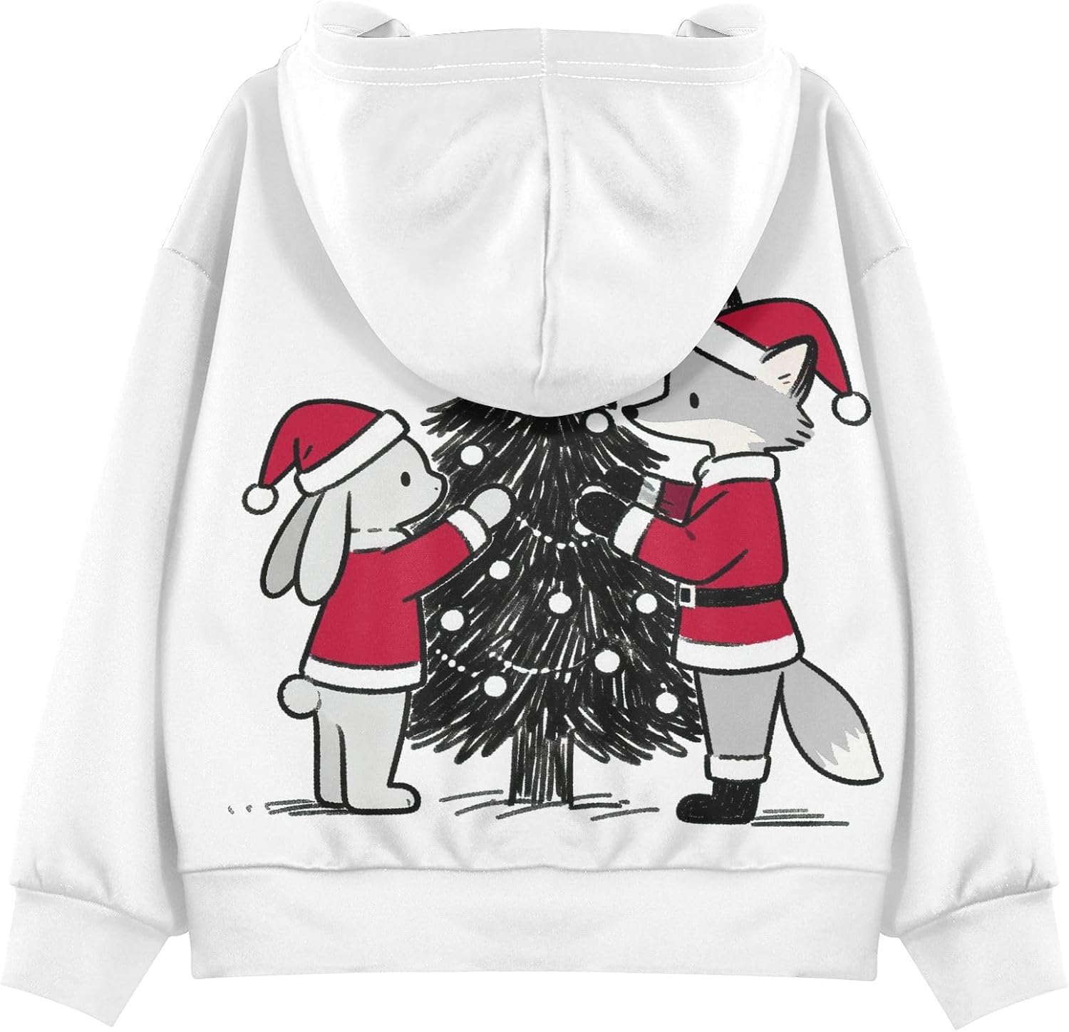 Sloth Face Funny christmas Santa Claus Rabbit Fox Animal Toddler Girls Pullover Hoodie Sweatshirt 4-14Y a2020007