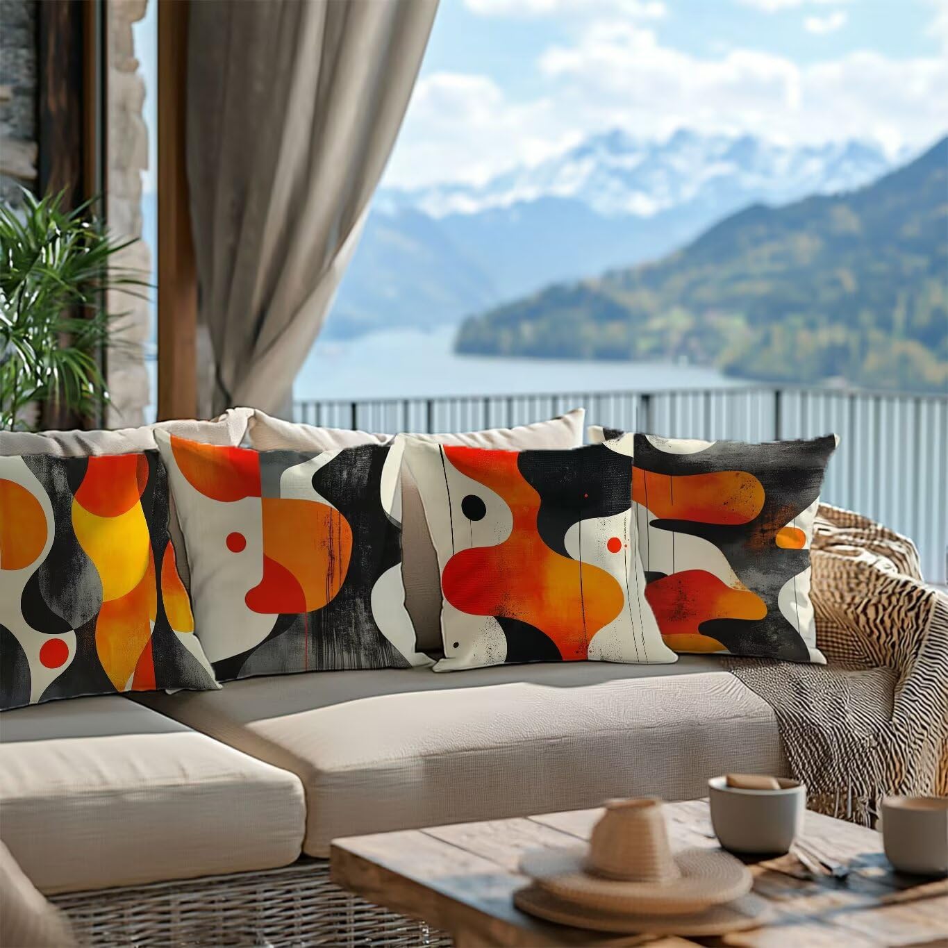 Outdoor Kissen 50x50 cm, Orange Farbe Kissenbezug Samt Sofakissen GJ-298