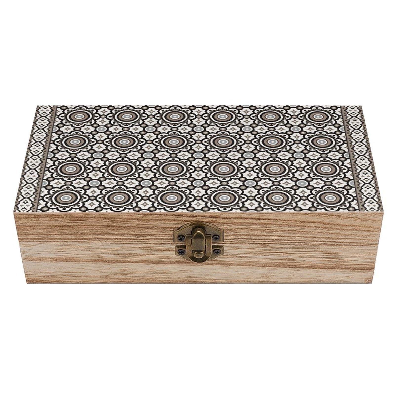 HLBSDM Geometric Vintage Wooden Keepsake Box with Hinged Lid And Locking Clasp, Decorative Storage Box for Jewelry, Trinkets And Small Accessories, Organizer for Home Or Wedding