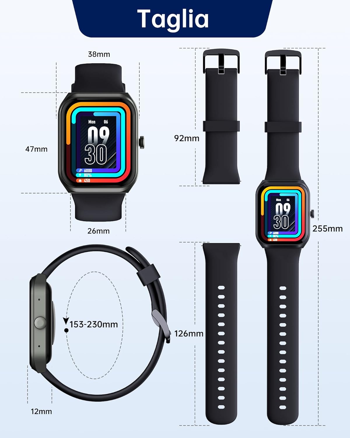 Smartwatch Chiamate Bluetooth, 1.91 HD Schermo Tattile Orologio Smartwatch Uomo Donna, 280 mAh, Contapassi da Polso con Cardiofrequenzimetro,Monitor Sonno,SpO2,Notifiche Messaggi, per Android iOS Smartwatch Chiamate Bluetooth, 1.91 HD Schermo Tattile Orologio Smartwatch Uomo Donna, 280 mAh, Contapassi da Polso con Cardiofrequenzimetro,Monitor Sonno,SpO2,Notifiche Messaggi, per Android iOS