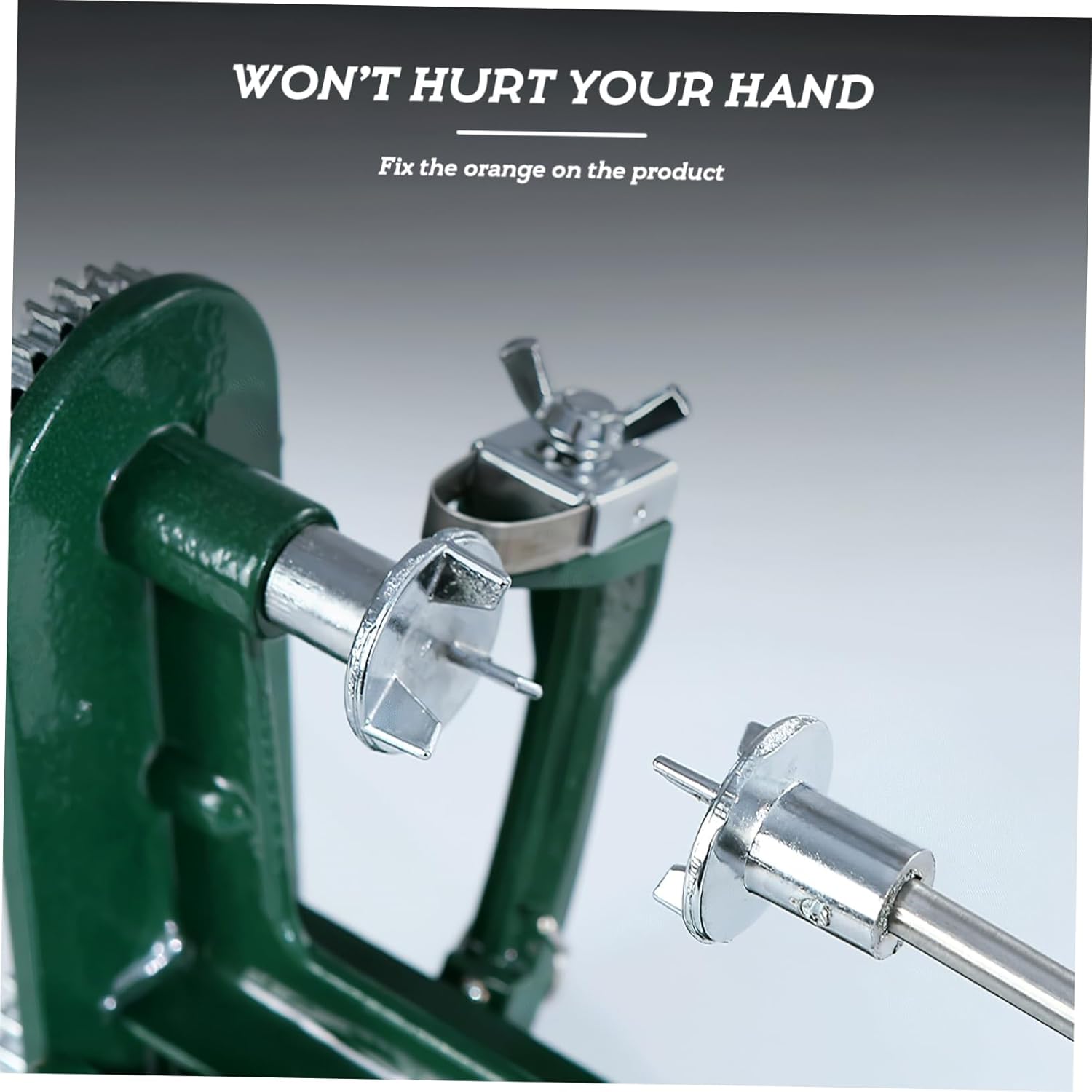 Mikinona Hand Cranked Fruit Peeler Machine Heavy Duty Vegetable and Orange Peeler for Quick and Efficient Peeling Serrated Cutting Indentations Clamp Included for Stability