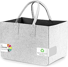 Sinand Tote Bag, Sac A Provisions Avec Poignée, Sac De Rangement En Feutre Robuste/Bien Fait/Pliable Pour Les Sorties En Plein Air, Les Pique Niques, La Conduite, Les Achats