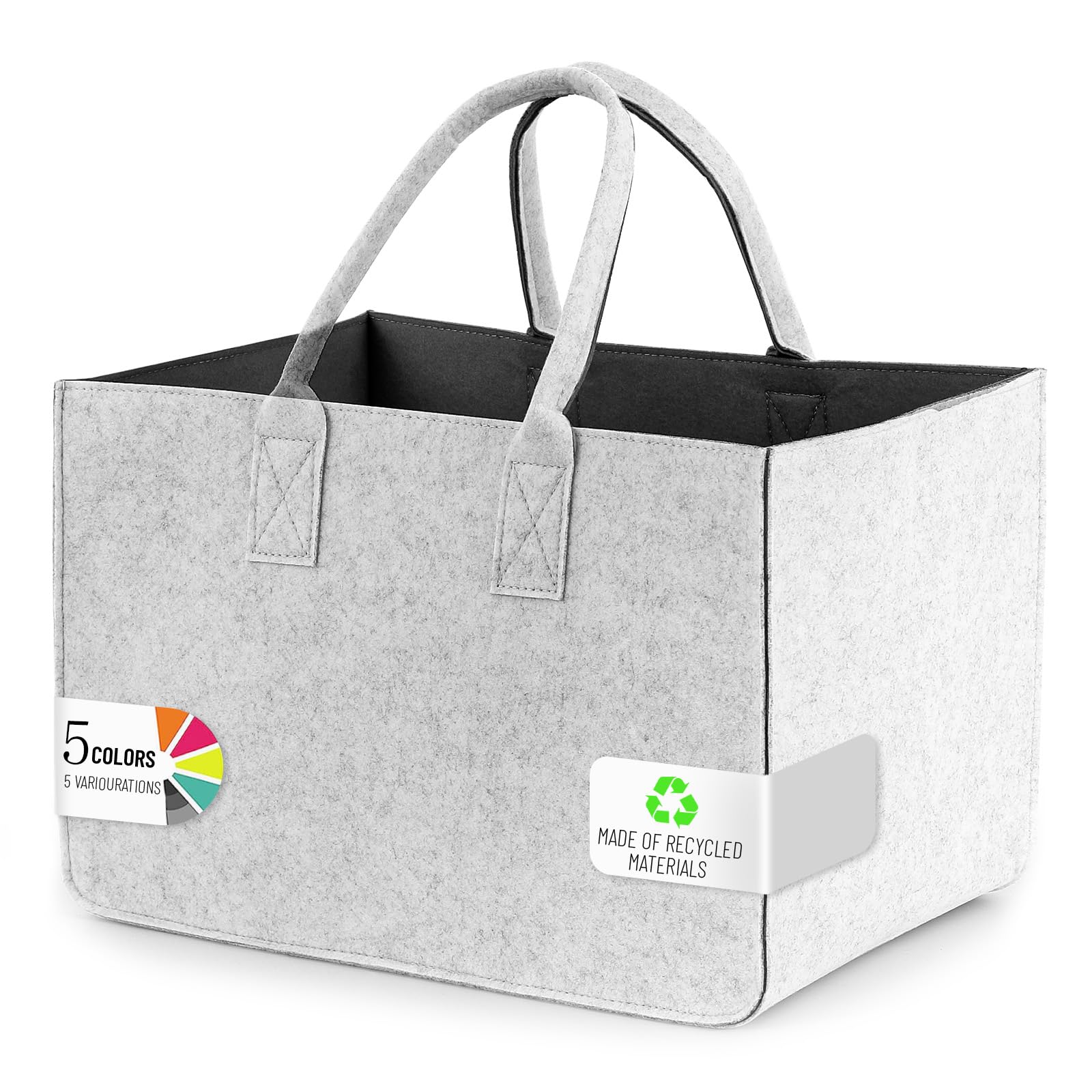 Sinand 30L Einkaufskorb, Einkaufstasche mit Henkel, Robust/Gut Verarbeitet/Faltbar Die Filztasche Storage für Outdoor Trips, Picknick, Einkaufen Außen
