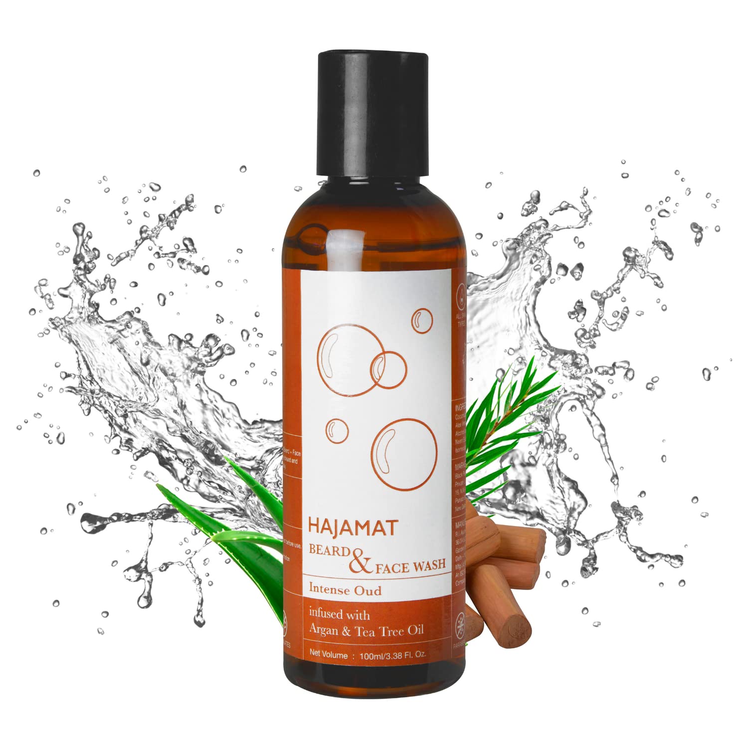 Hajamat Face and Beard Wash for Men | Natural Beard Shampoo & Softener | Argan & Tea Tree Oil for Dandruff Free, Clean, Soft & Healthy beard (100 Ml)