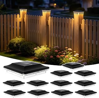 4x4 Solar Post Cap Lights 12 Pack, 3 Modes 16LEDs Focused Downward Lighting