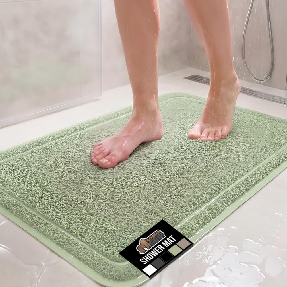 GORILLA GRIP Exfoliating Bath and Shower Mat, Textured Backing, 30x16 Sage