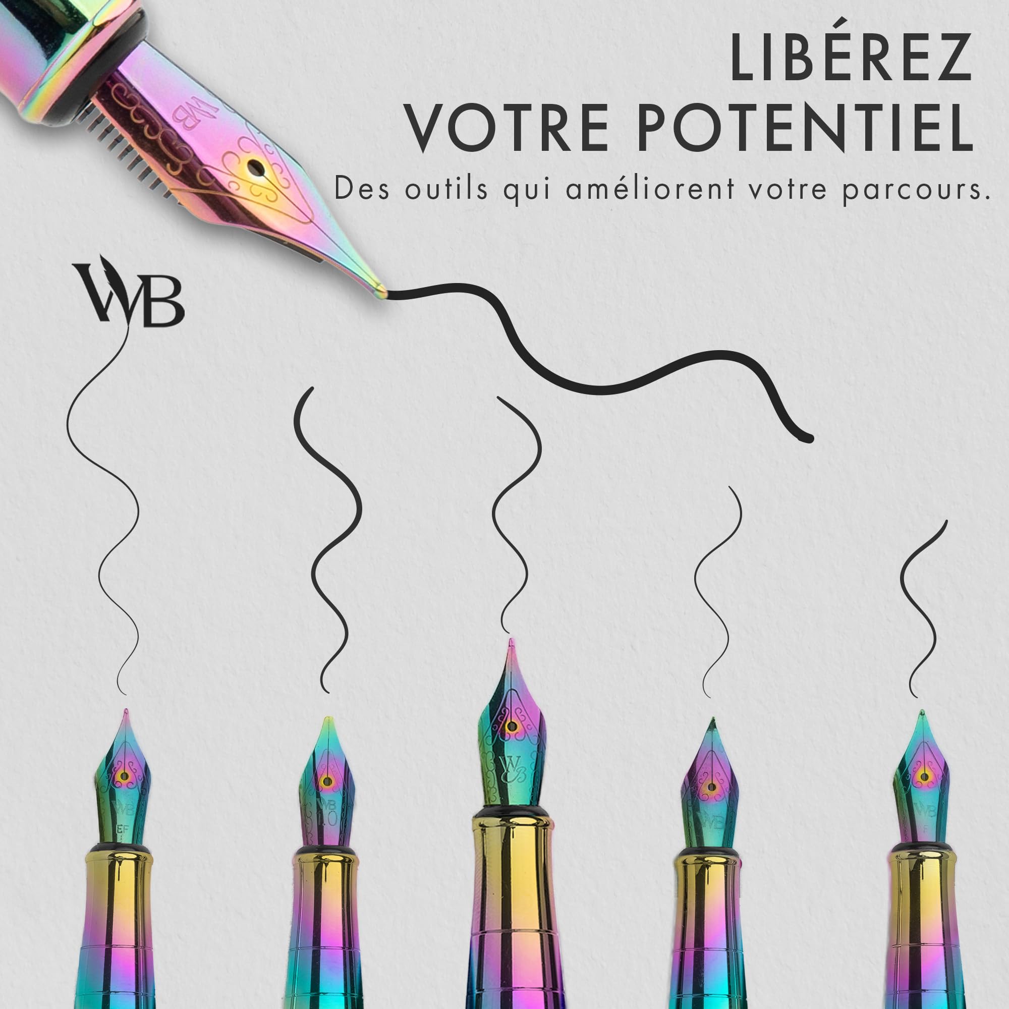 Wordsworth & Black Coffret stylo-plume de luxe, 6 plumes, Arc-en-ciel