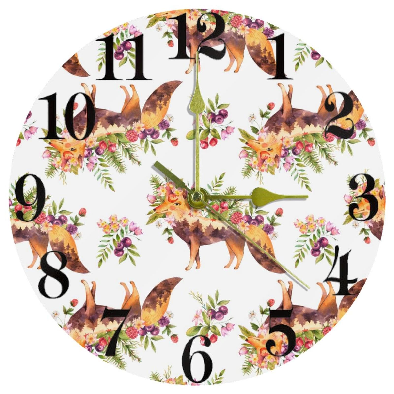 Horloge murale motif renard pour décorer la chambre d'enfant ou le bureau