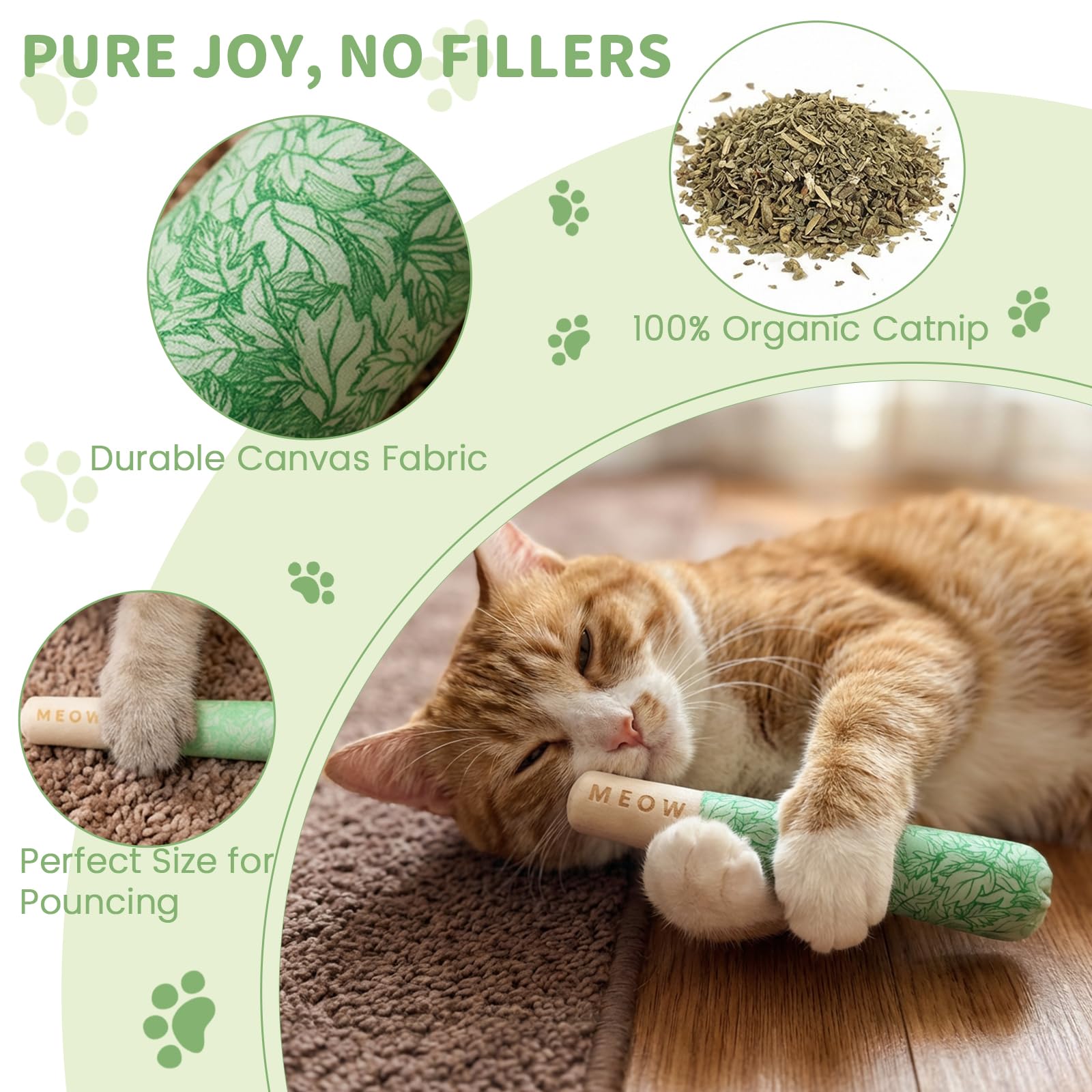 Paquete de 6 juguetes de hierba gatera para gatos masticables con 2 bolsas, orgánicos y seguros para gatitos, juguetes de dentición y juguetes de pateador, juguete divertido para aliviar el estrés