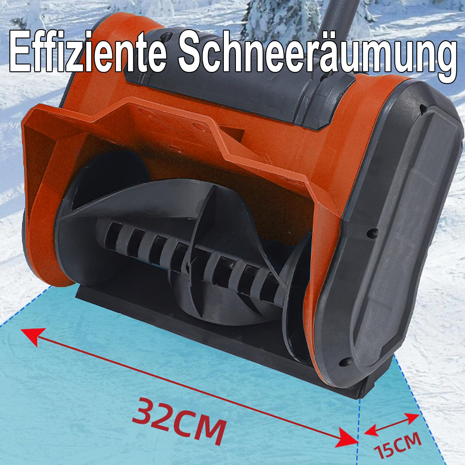 Hooha Spazzaneve 21 V 32 cm 2 × 2 Ah batteria con interruttore di sicurezza e caricatore, impugnatura frontale regolabile, spazzaneve elettrico per esterni, rimozione della neve su vialetti, ponti e