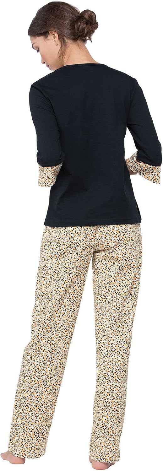 PajamaGram Womens Pajama Sets - Cotton Pajamas For Women, Leopard Print - Image 2