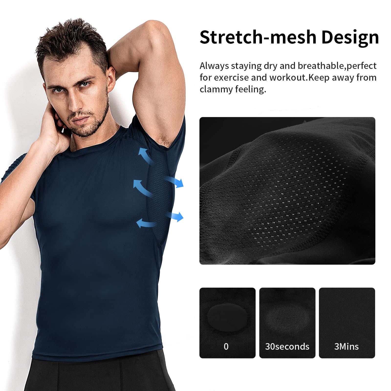 Niksa 2 Piezas Camisetas de Fitness Compresión Ropa Deportiva Manga Larga Hombre para Correr, Ejercicio,Gimnasio