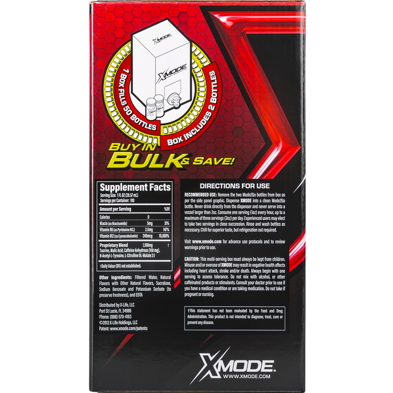 XMODE Extra Strength Energy Shots on Tap – Cherry Bomb Flavor, Sugar Free, 150mg Caffeine per oz, B12, 100 (1oz) Servings, Dispenser with 2 Refillable Bottles - Image 2
