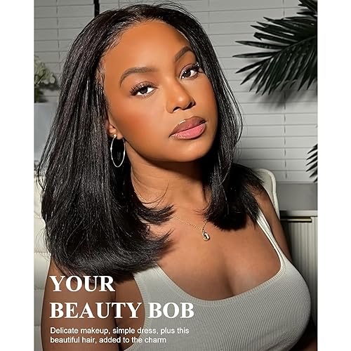 Miniatura 7 de Arabella Peluca de cabello humano de 12 pulgadas, 6 x 6 pulgadas, densidad del 210 %, lista para llevar, sin pegamento, peluca de cabello humano