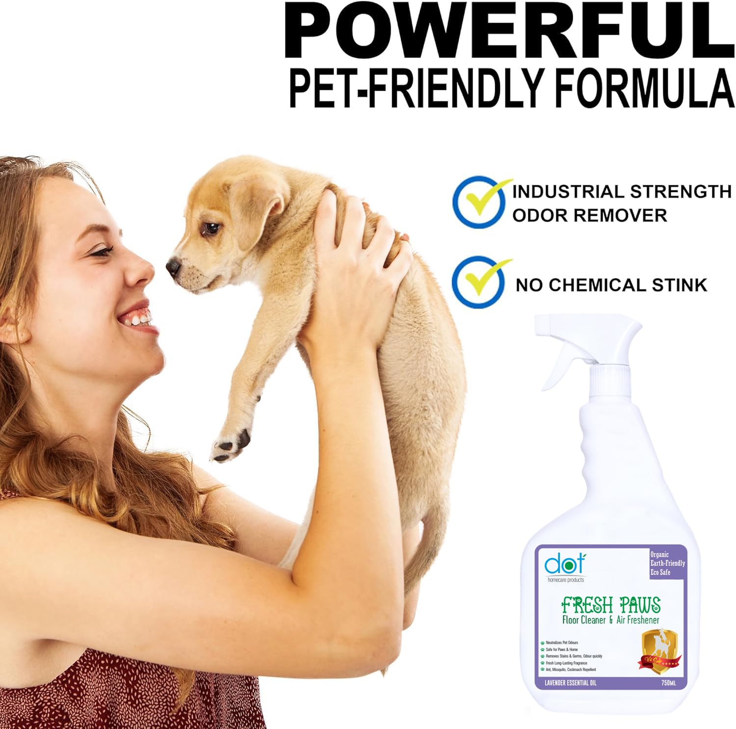 DOT Floor Cleaner, Stain And Odour Eliminator 750mL for Kids & Pets Mess Enzymatic Formula For Tough Messes - 100% Eco Friendly & Bio-Degradable, Insect Repellent - A product from a serious pet lover 3