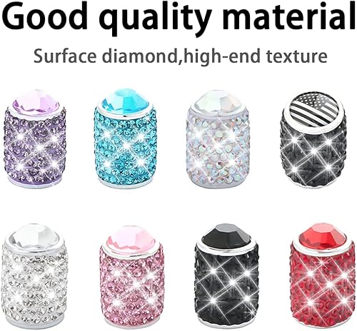 Miniatura 5 de zipelo Tapas de vástago de válvula brillantes, paquete de 4 fundas de válvula de neumático de automóvil con diamantes de imitación, tapa a prueba de