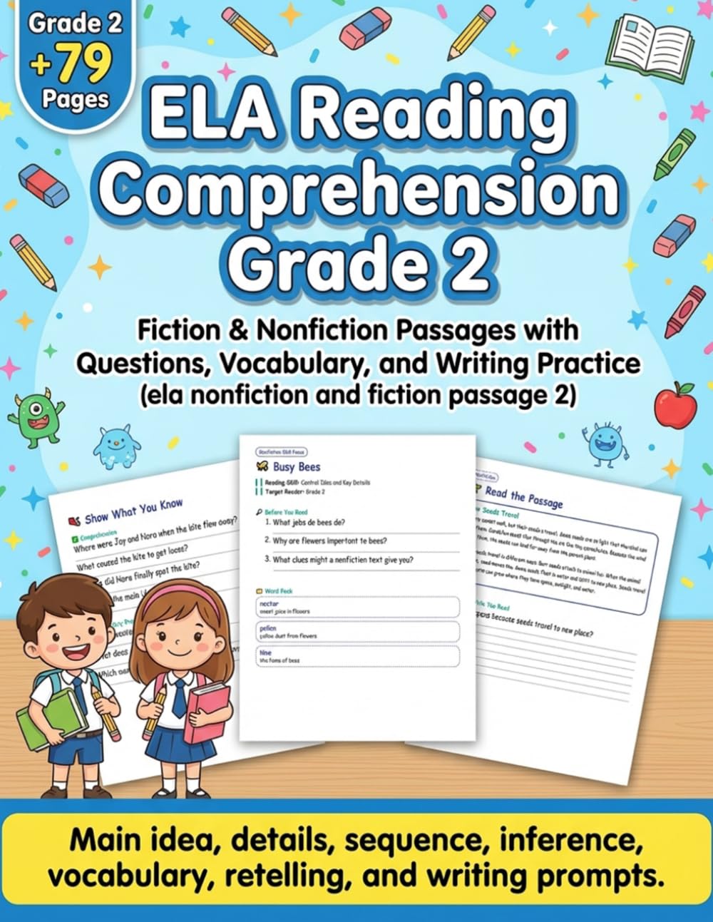 ELA Reading Comprehension Grade 2: Fiction & Nonfiction Passages with Questions, Vocabulary, and Writing Practice (ela nonfiction and fiction passage 2)