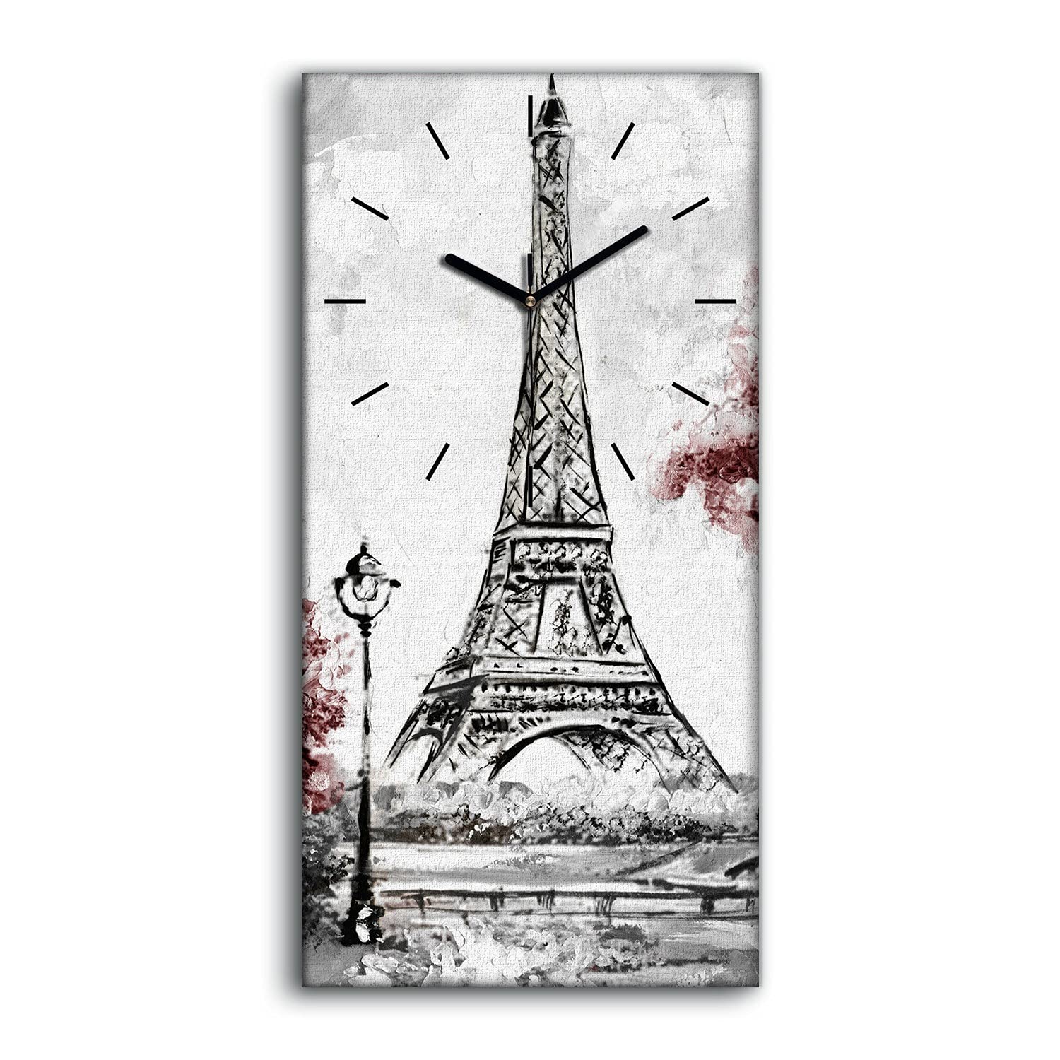 Horloge sur Toile haut de gamme paysage Paris 30x60cm tableau moderne silencieux