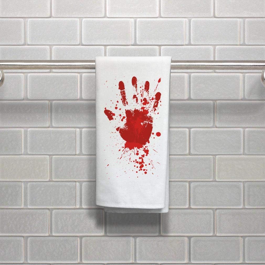 Halloween Party Supplies Bloody Handprint Tea Towel Cloth Napkin Autumn 2 Pack Decorative Kitchen Tea Towels White