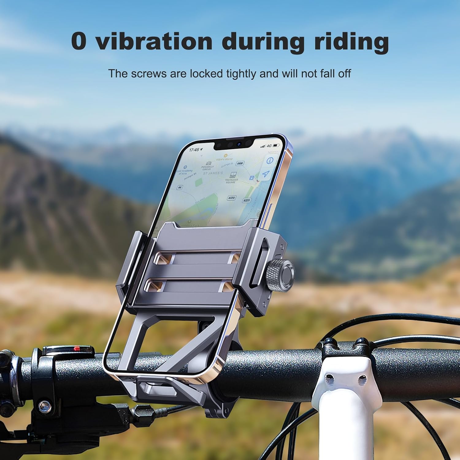 Bike Phone Mount Holder,Handlebar Mounted Cell Phone Holder for 4.7-7.9 inches Smartphone, CNC Aluminum Alloy,360°Rotation Ebike Phone Mount Fit for Electric Scooter, ATV,UTV,931008