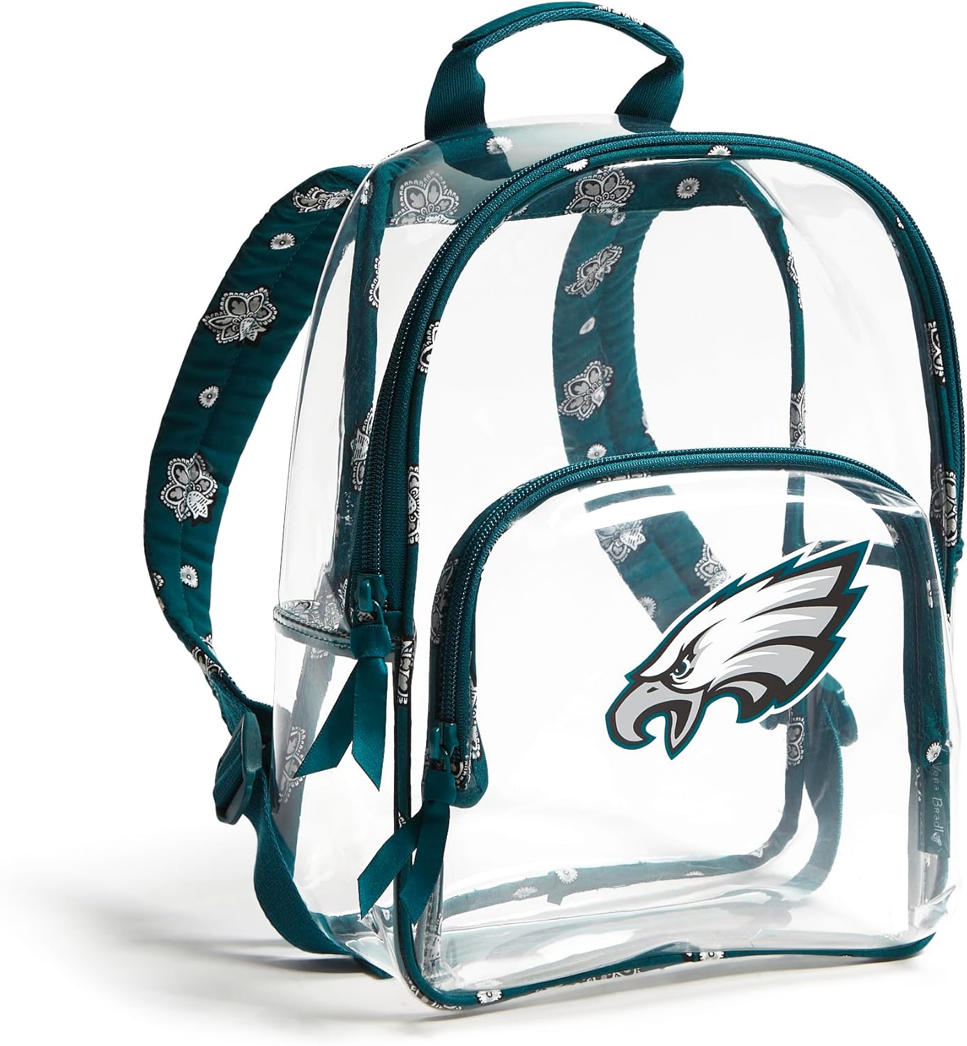 Vera Bradley Women's Clear Nfl Small Backpack (Multiple Teams Available), Philadelphiaeaglesongreen/Blackbandana, One Size