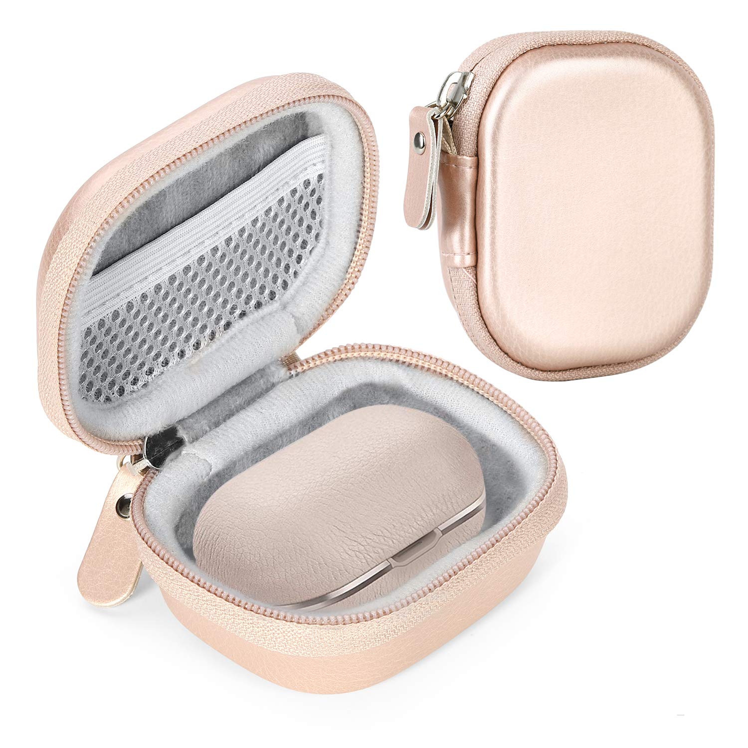 Rose Gold Protective Case for Bang & Olufsen Beoplay E8 2.0 True Wireless Earbuds, Customized case for True Wireless Earbuds Charging case, mesh Accessory Pocket, Elastic Security Elastic Strap