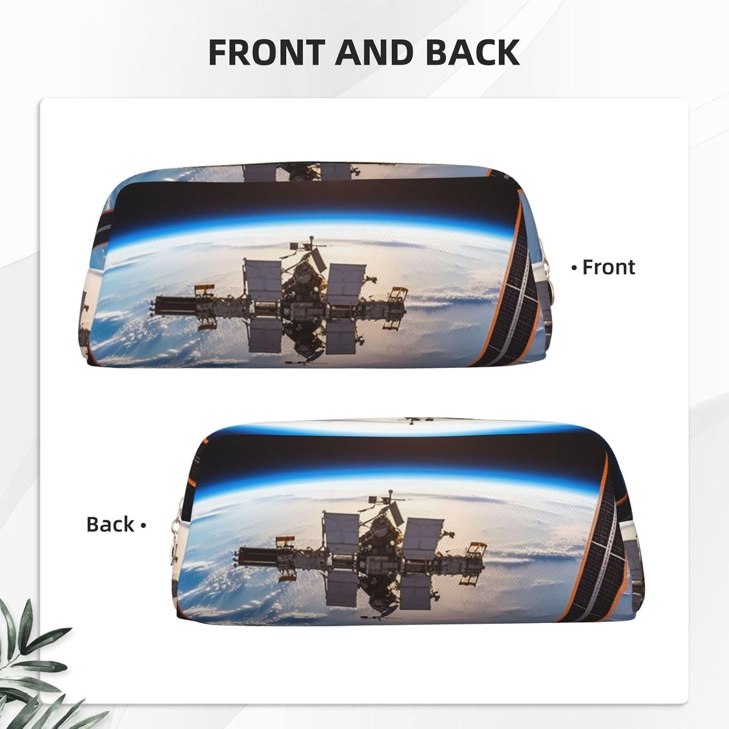 International Space Station Picture Pencil Pouch Large Capacity Pencil Case Leather Cosmetic Bag Office Desk Organizer Coin Pouch Portable Zipper Toiletry Bag for Travel Outdoor image 3