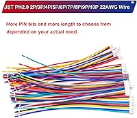 Vista 7 de PH2.0.000 in JST - Kit de conector macho con cable preprensado de 22 AWG, 2/3/4/5/6/7/8/9/10/12 pines de carcasa JST conector de cable adaptador