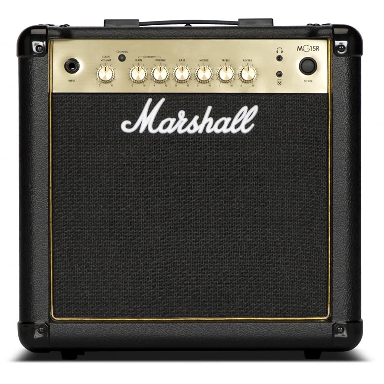 MG15GR Guitar Combo Amplifier, 15W, 2 Channels - Clean and Overdrive with Reverb, 3 Band Equalizer, 8" Speaker, Black & Gold