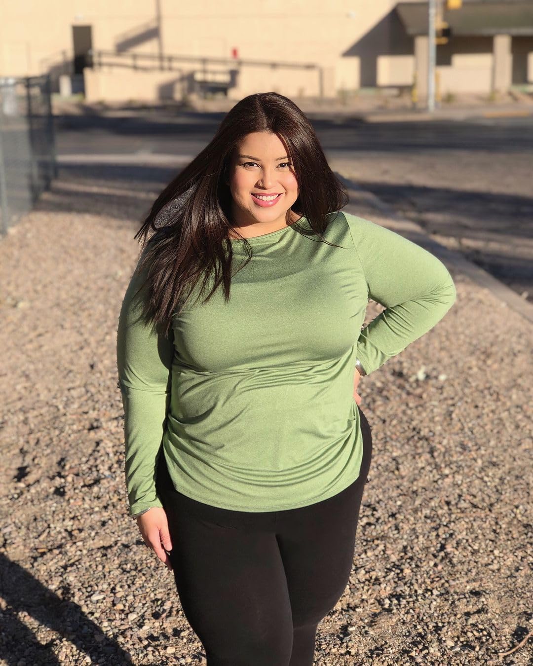 FOREYOND Plus Size Long Sleeve Workout Tops for Women Moisture Wicking Yoga Shirts Crewneck Athletic Tops - Image 2